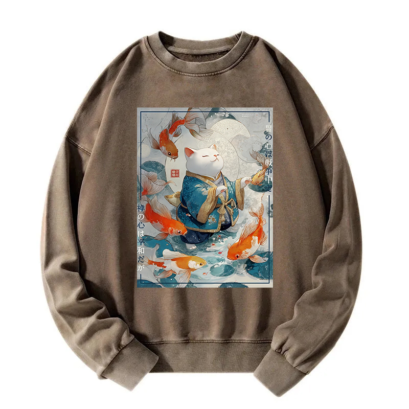 A Cat's Zen Washed Sweatshirt