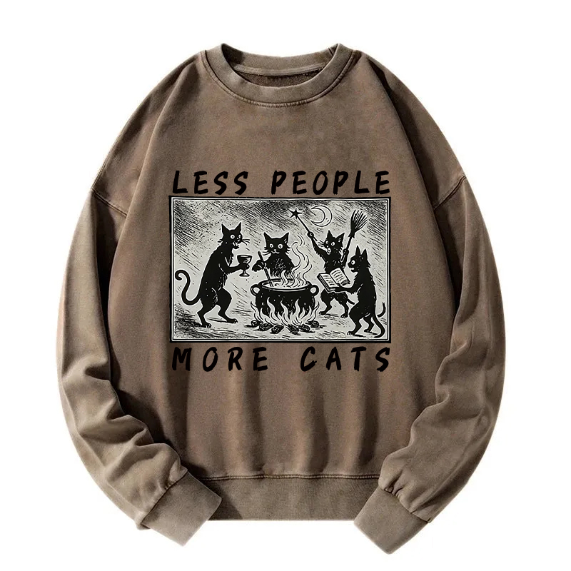 Less People More Cats Washed Sweatshirt