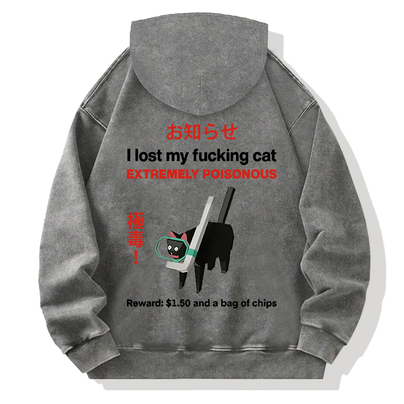 Find The Toxic Cat Funny Back Washed Hoodie