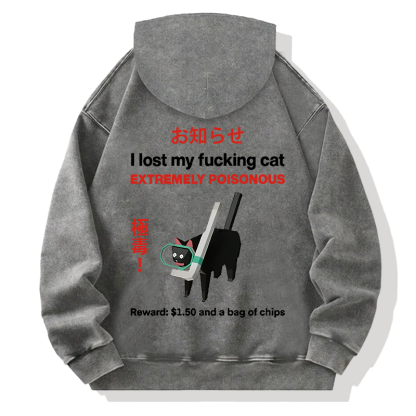 Find The Toxic Cat Funny Back Washed Hoodie