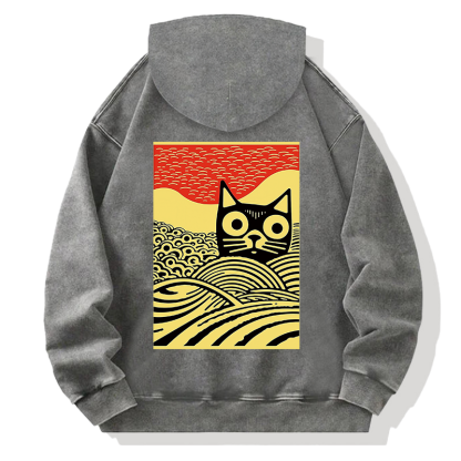 Meow Kawaii Cat Japanese Back Washed Hoodie