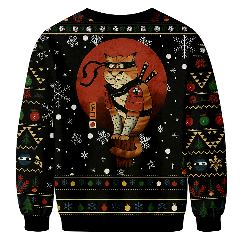 Ninja Cat Christmas Ugly Sweatshirts