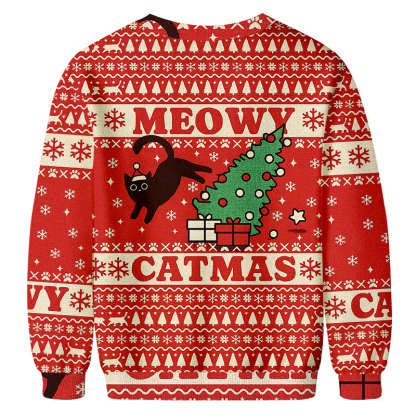Meowy Christmas Ugly Sweatshirts