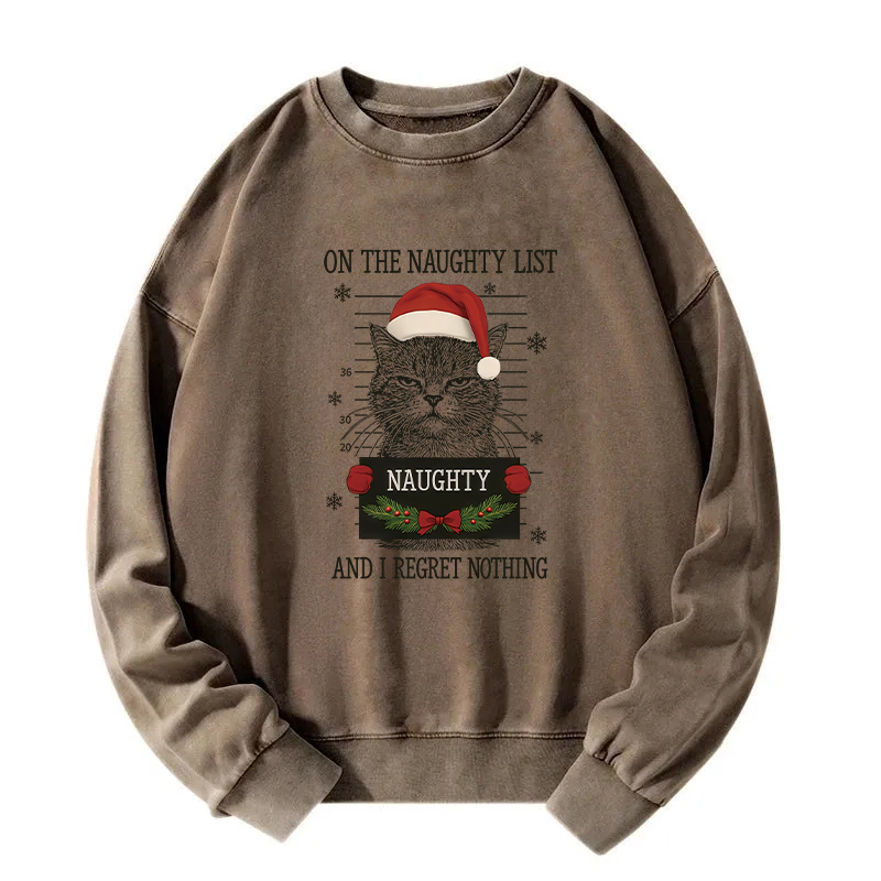 Christmas Naughty Cat Washed Sweatshirt