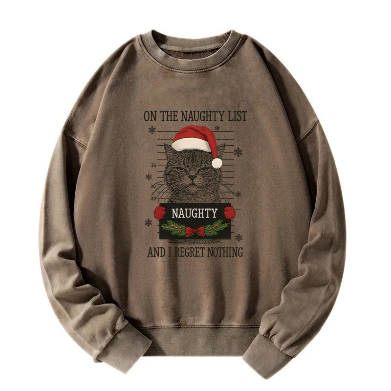 Christmas Naughty Cat Washed Sweatshirt