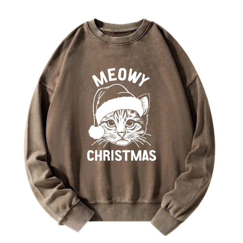 Meowy Christmas Washed Sweatshirt