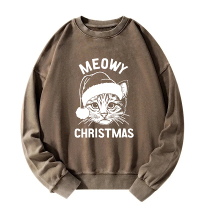 Meowy Christmas Washed Sweatshirt