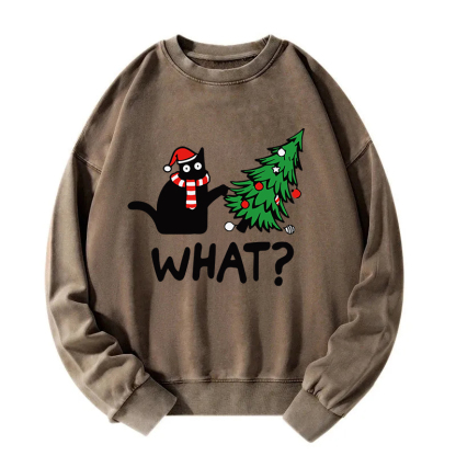 Funny Black Cat Christmas Washed Sweatshirt