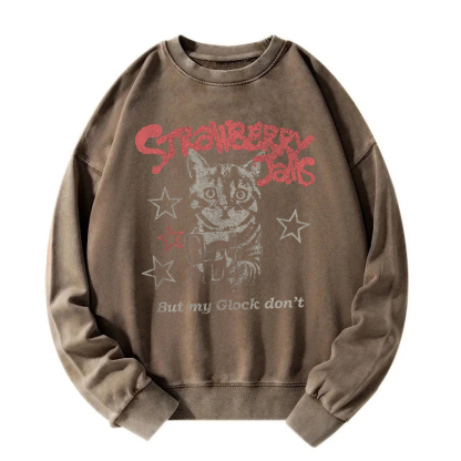 Strawberry Jams Cat Star Washed Sweatshirt