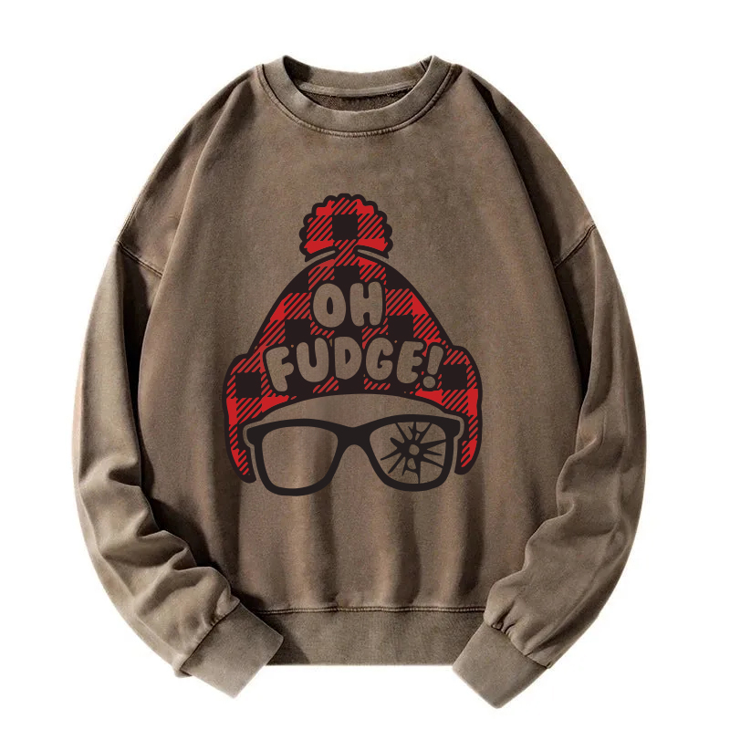 Oh Fudge Funny Christmas Washed Sweatshirt