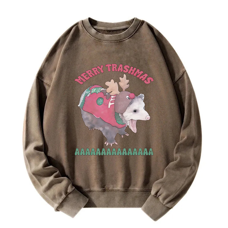 Merry Trashmas Opossum Washed Sweatshirt