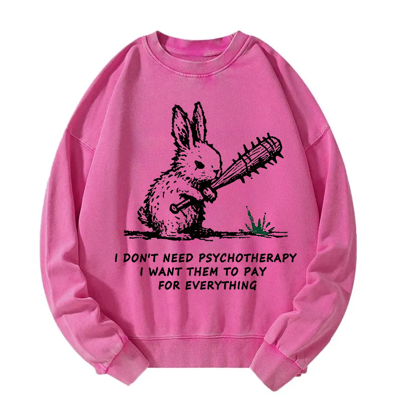 Violent Rabbit Funny Washed Sweatshirt
