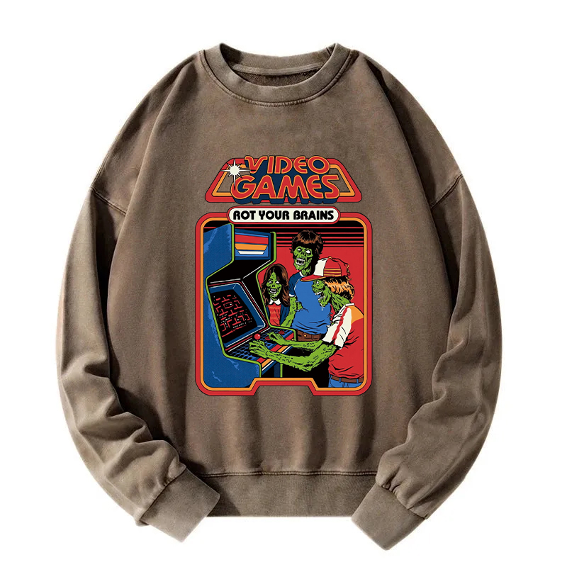 Video Games Rot Your Brains Washed Sweatshirt