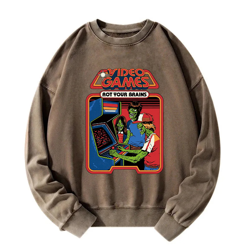 Video Games Rot Your Brains Washed Sweatshirt