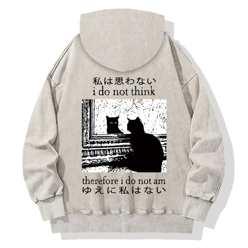 Thinking Cat Back Washed Hoodie