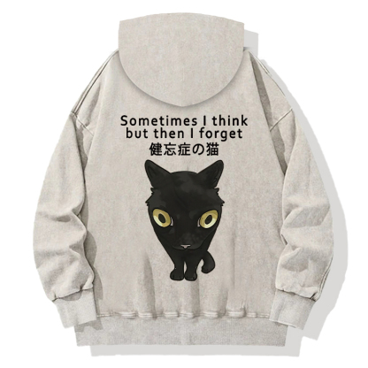Amnesiac Cat Back Washed Hoodie