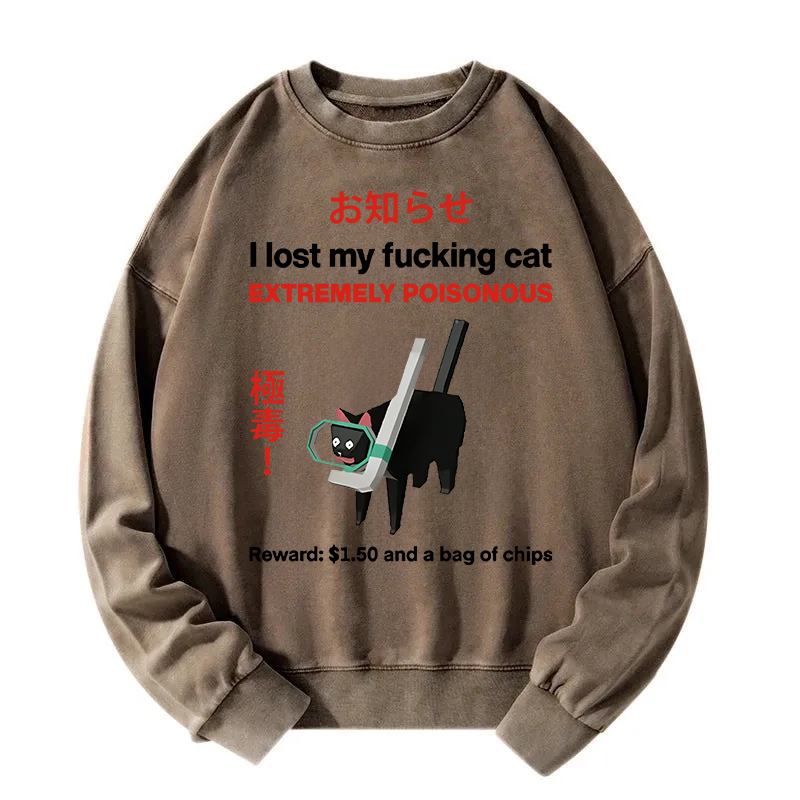 Find The Toxic Cat Funny Washed Sweatshirt