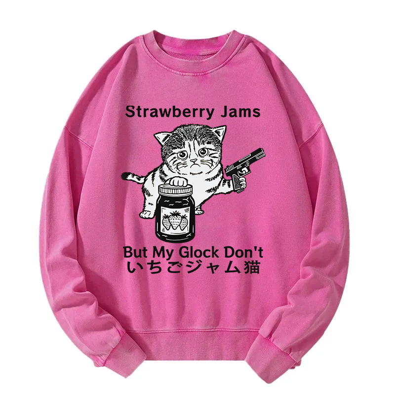 Strawberry Jam Cat Washed Sweatshirt