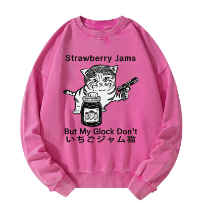 Strawberry Jam Cat Washed Sweatshirt