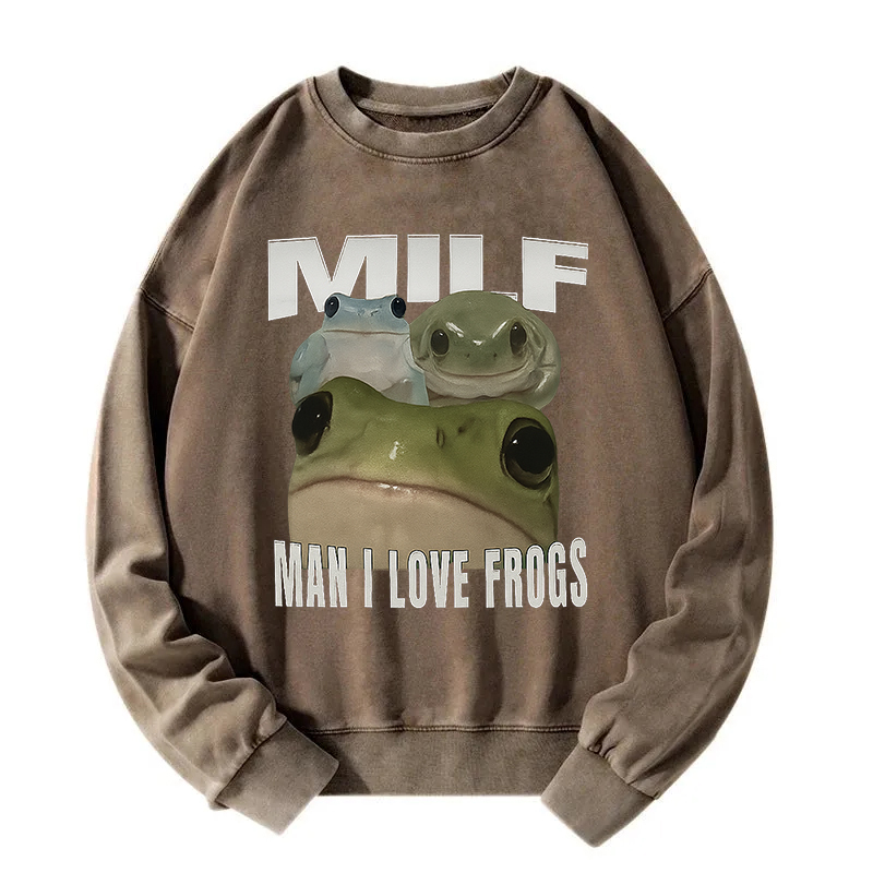 Man I Love Frogs Washed Sweatshirt