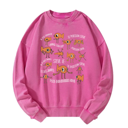 Funny Le Poisson Steve Washed Sweatshirt