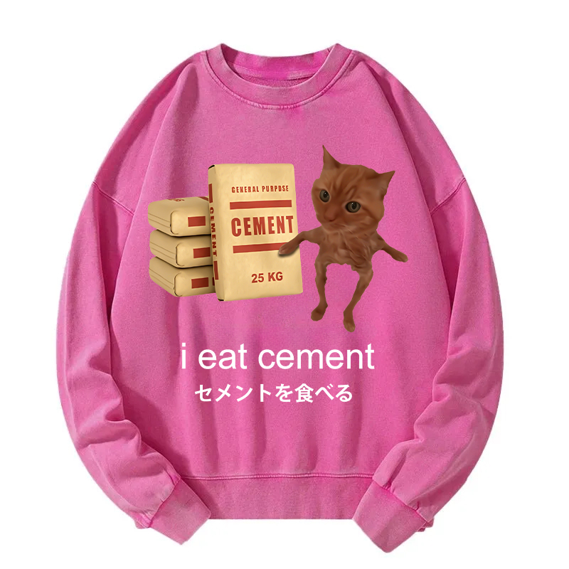 I Eat Cement Meme Washed Sweatshirt