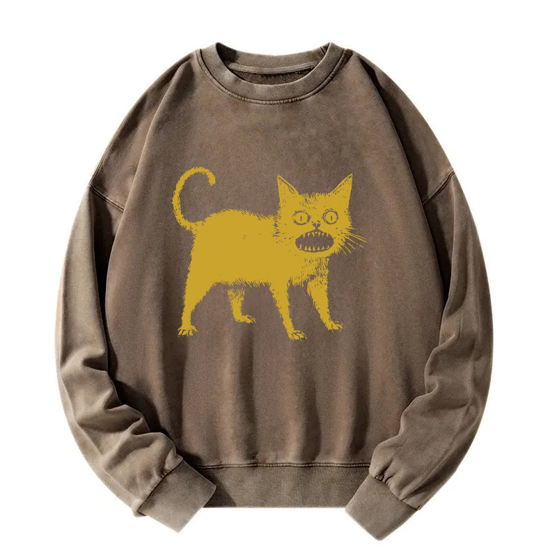 Horrible Japanese Cat Washed Sweatshirt