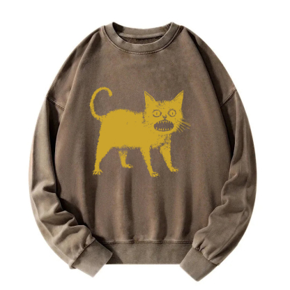 Horrible Japanese Cat Washed Sweatshirt