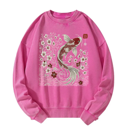 Vintage Sakura And Koi Washed Sweatshirt