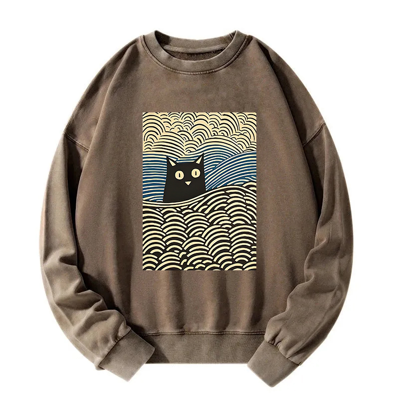 Kawaii Cat Japanese Washed Sweatshirt