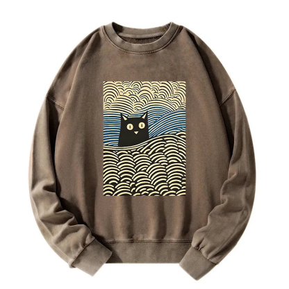 Kawaii Cat Japanese Washed Sweatshirt