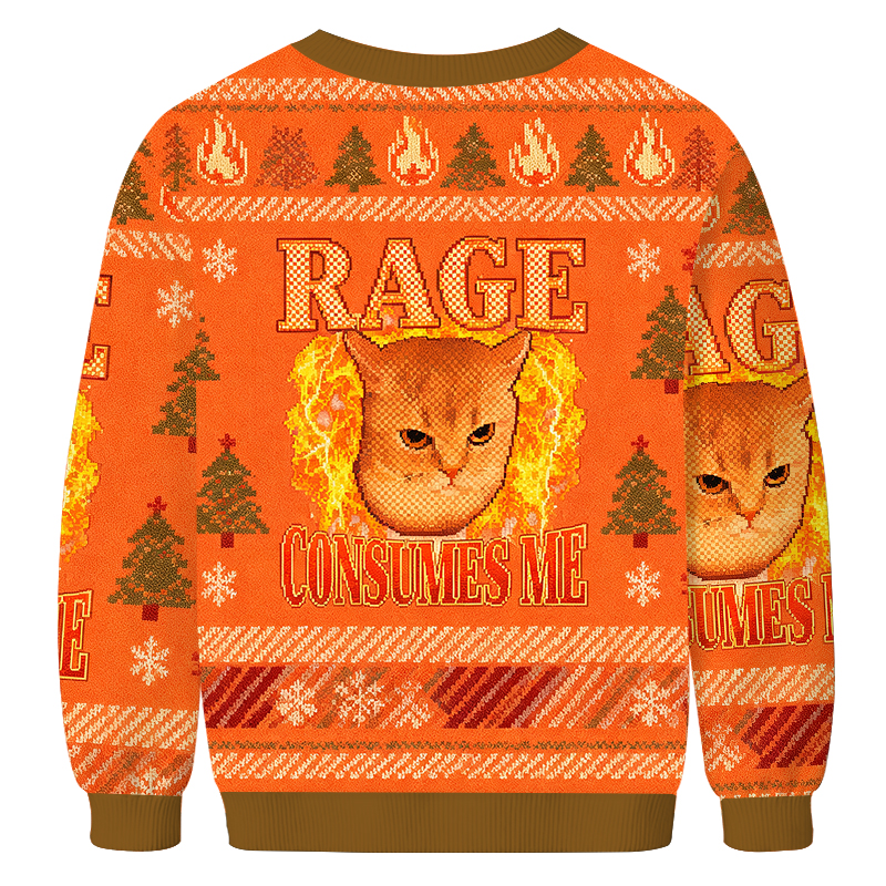 Rage Consumes Me Edgy Funny Cat Meme Christmas Ugly Sweatshirt
