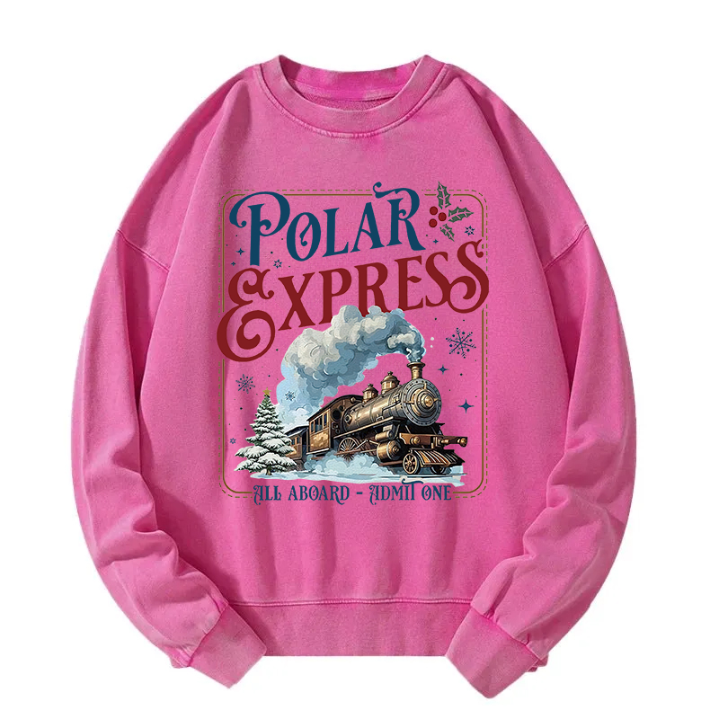 All Aboard Polar Express Christmas Washed Sweatshirt