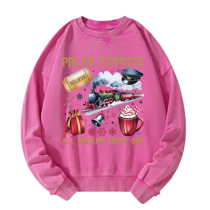 All Aboard Admit One Christmas Washed Sweatshirt