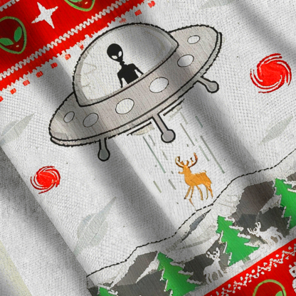 Baddiecat UFO Abducting Reindeer Christmas Ugly Sweatshirt