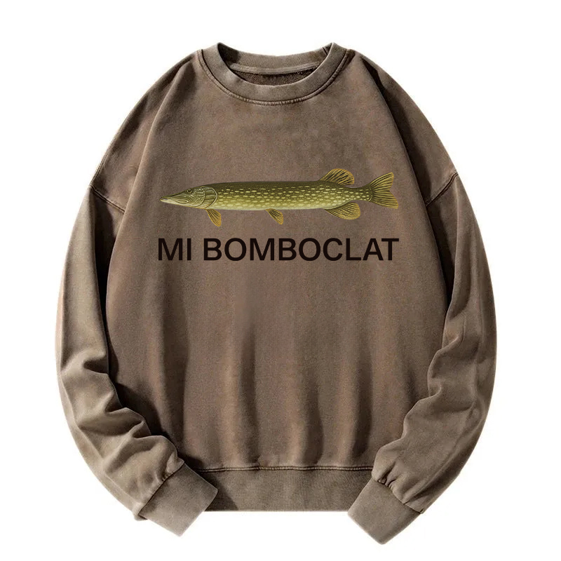 Mi Bomboclat Fish Meme Washed Sweatshirt