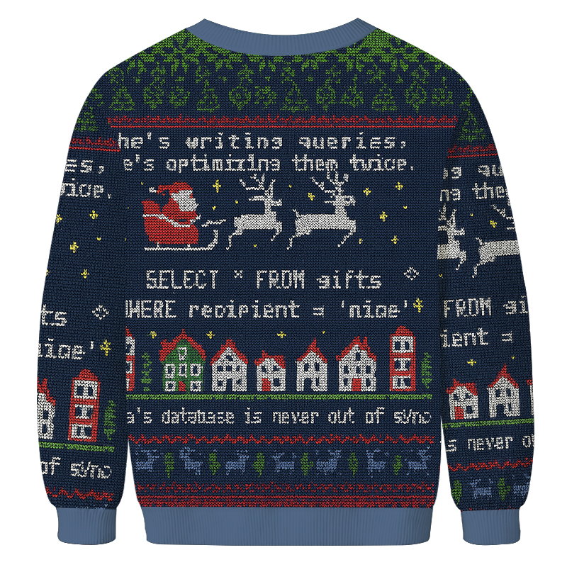 Santa's Database Never Out of Sync Christmas Ugly Sweatshirt