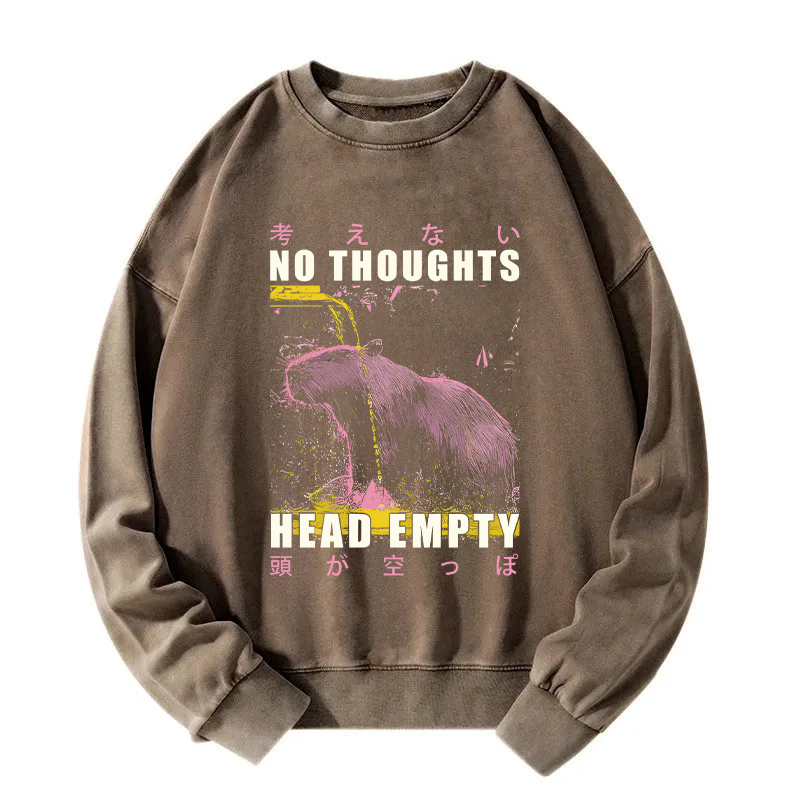 No Thoughts Head Empty Washed Sweatshirt