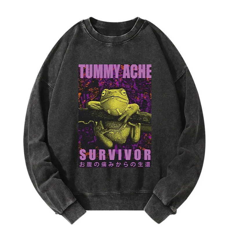 A Frog With Stomachache Washed Sweatshirt