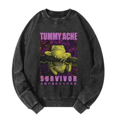 A Frog With Stomachache Washed Sweatshirt