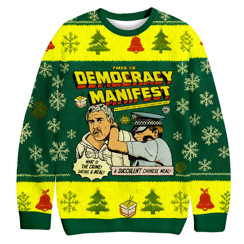 Baddiecat Democracy Manifest Christmas Ugly Sweatshirt