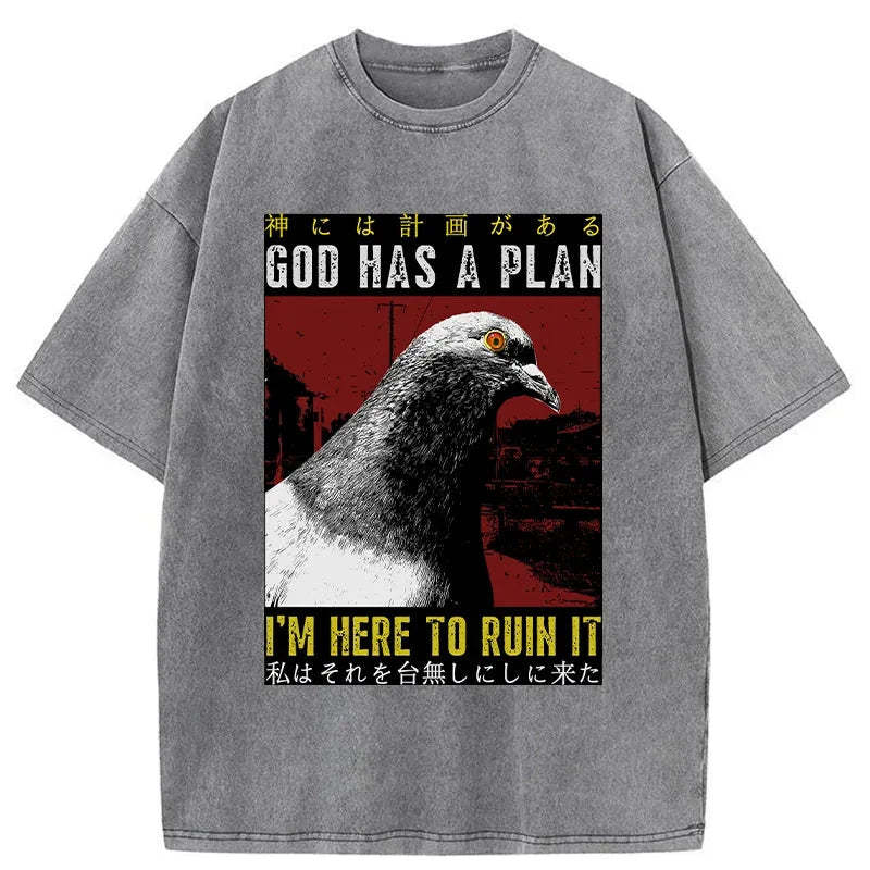 Pigeons That Want To Break The Plan Washed T-Shirt