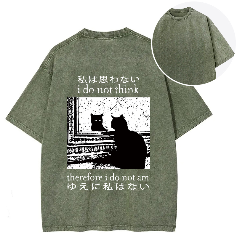 Thinking Cat Back Washed T-Shirt