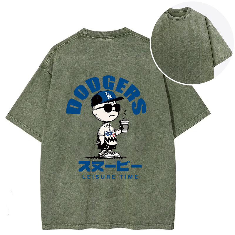 Dodger Snoopy Vintage Japanese Back Washed T-Shirt