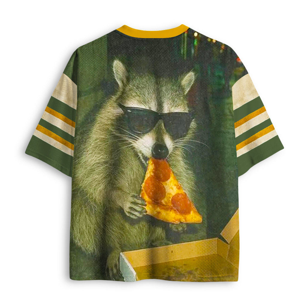 Baddiecat Funny Raccoon Eating Pizza Mesh Jersey