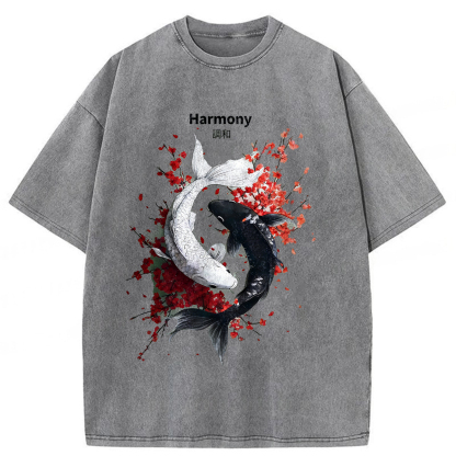 Tokyoviva Yin Yang Fish Washed T-shirt