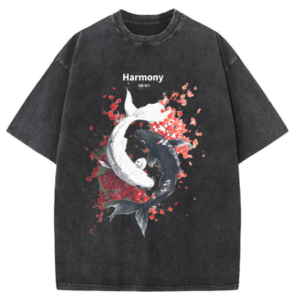 Tokyoviva Yin Yang Fish Washed T-shirt