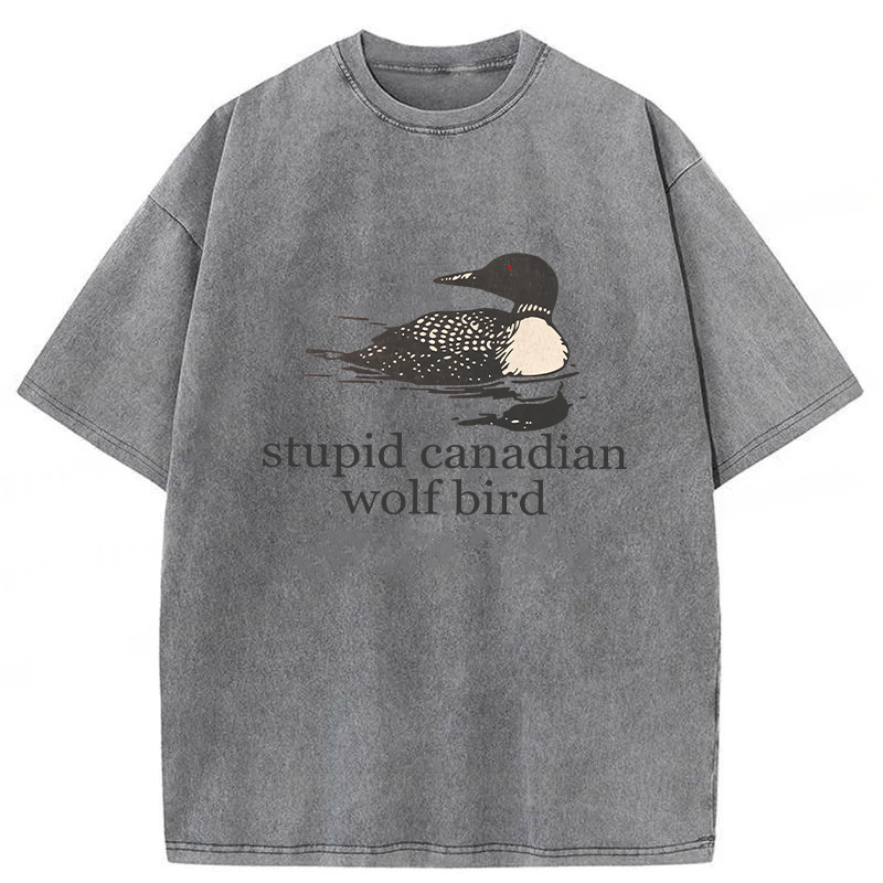 Tokyoviva Stupid Canadian Wolf Bird Washed T-shirt