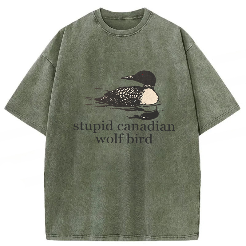 Tokyoviva Stupid Canadian Wolf Bird Washed T-shirt