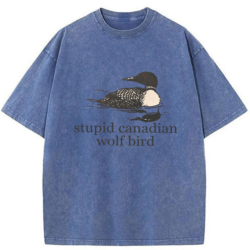 Tokyoviva Stupid Canadian Wolf Bird Washed T-shirt